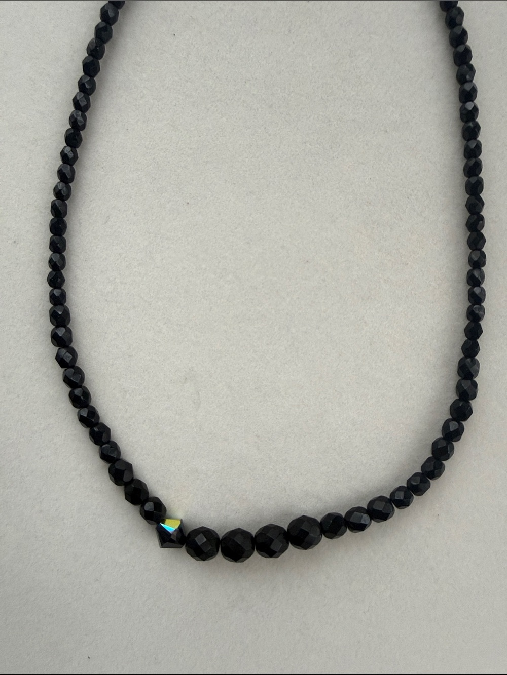 Sabika Black Faceted Bead Necklace with Chain Accent